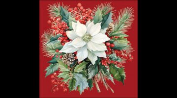 AMB.33319932 Poinsettia bouquet red papírszalvéta 33x33cm