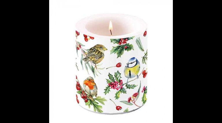 AMB.39319955 Birds in Winter átvilágítós gyertya 10x10xcm