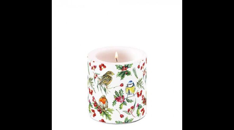 AMB.39219955 Birds in Winter átvilágítós gyertya 8x7