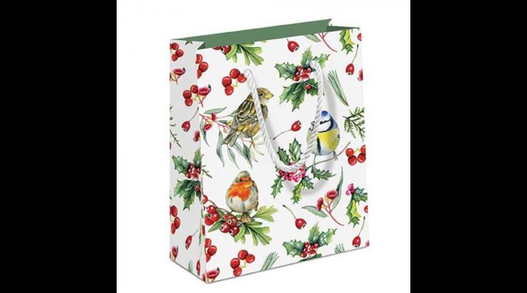 AMB.31219955 Birds in Winter papír ajándéktáska 22x13x25cm