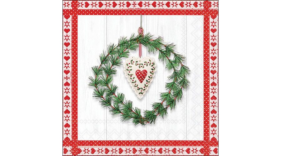 AMB.33320245 Heart in wreath papírszalvéta 33x33cm