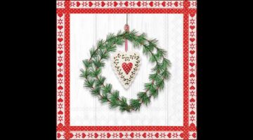 AMB.33320245 Heart in wreath papírszalvéta 33x33cm