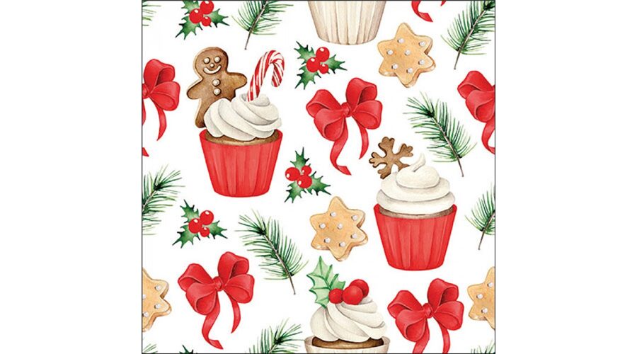 AMB.33319966 Christmas sweets red  papírszalvéta 33x33cm