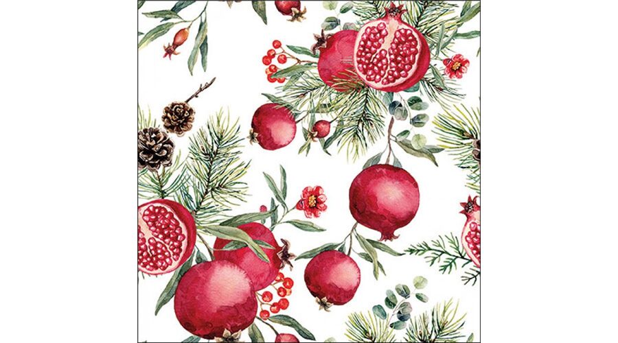AMB.33320155 Pomegranates white papírszalvéta 33x33cm