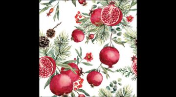 AMB.33320155 Pomegranates white papírszalvéta 33x33cm