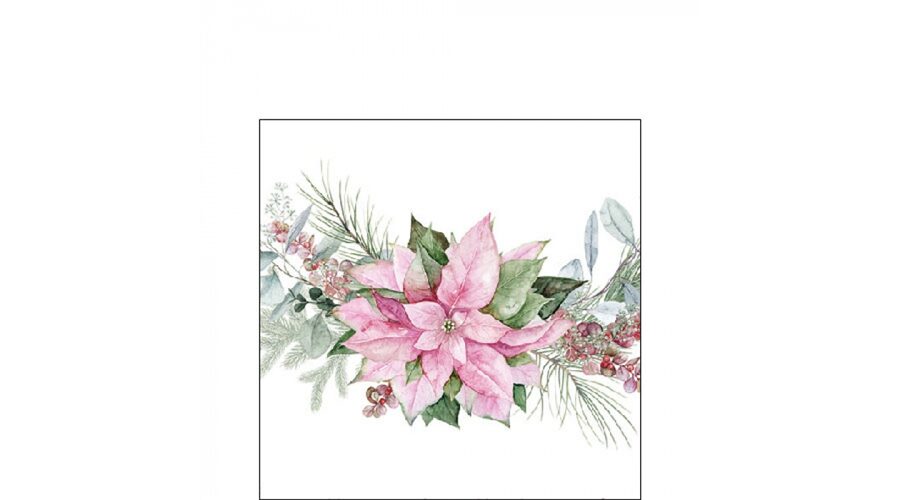 AMB.32520285 Pink poinsettia papírszalvéta 25x25cm