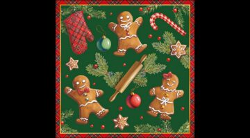 AMB.33318882 Gingerbread cookies green papírszalvéta 33x33cm