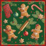 AMB.33318882 Gingerbread cookies green papírszalvéta 33x33cm