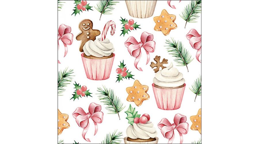 AMB.33319965 Christmas sweets pink  papírszalvéta 33x33cm