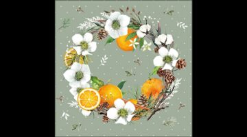 AMB.33320320 Helleborus and oranges papírszalvéta 33x33cm