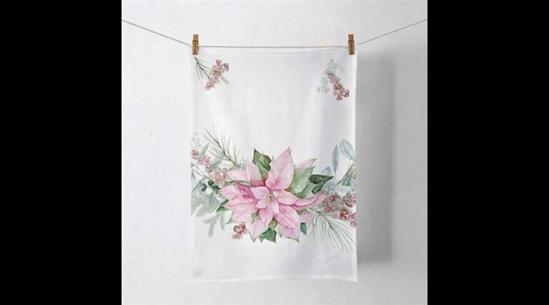 AMB.37820285 Pink poinsettia konyharuha 50x70cm