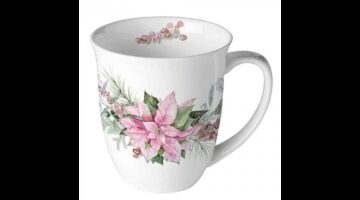AMB.38420285 Pink poinsettia porcelánbögre 0