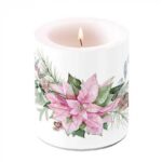 AMB.39320285 Pink poinsettia átvilágítós gyertya 10x10xcm