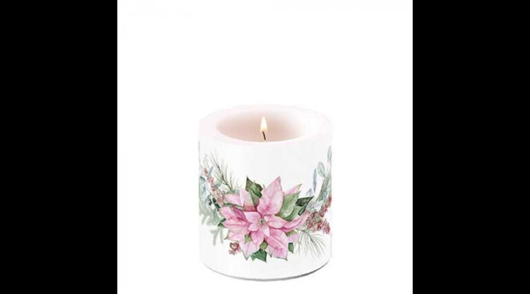 AMB.39220285 Pink poinsettia átvilágítós gyertya 8x7