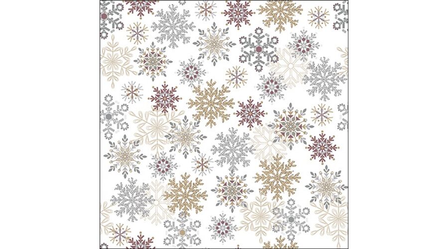 AMB.33320225 Snowflakes all over white papírszalvéta 33x33cm