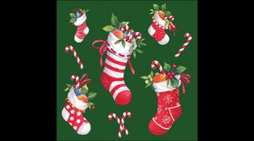 AMB.33320201 X-mas stockings green papírszalvéta 33x33cm