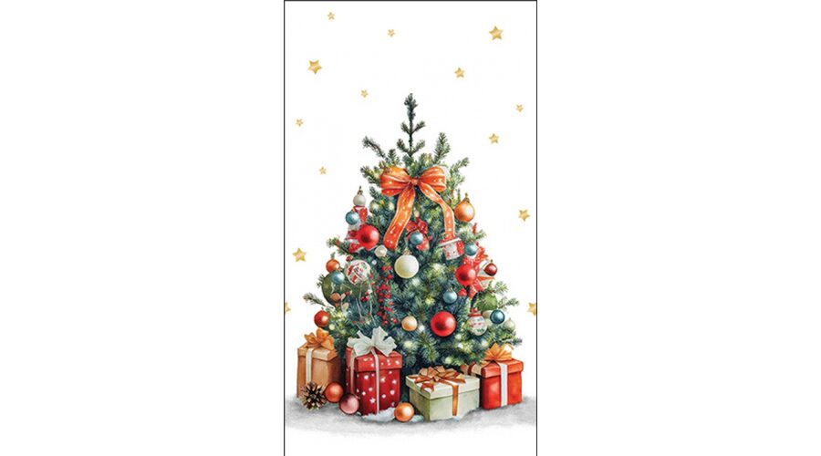 AMB.31119175 Decorated Christmas tree papírszalvéta 33x40cm
