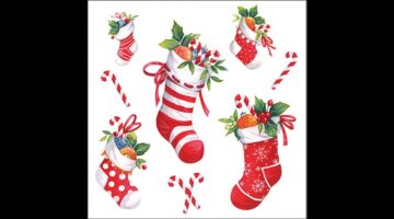 AMB.33320200 X-mas stockings white papírszalvéta 33x33cm