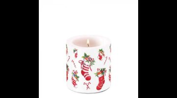 AMB.39220200 X-mas stockings white átvilágítós gyertya 8x7