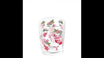 AMB.37320200 X-mas stockings white üveg mécsestartó 5