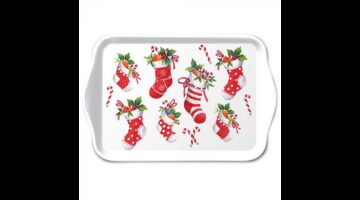 AMB.33720200 X-mas stockings white műanyag kistálca 13x21cm