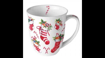 AMB.38420200 X-mas stockings white porcelánbögre 0