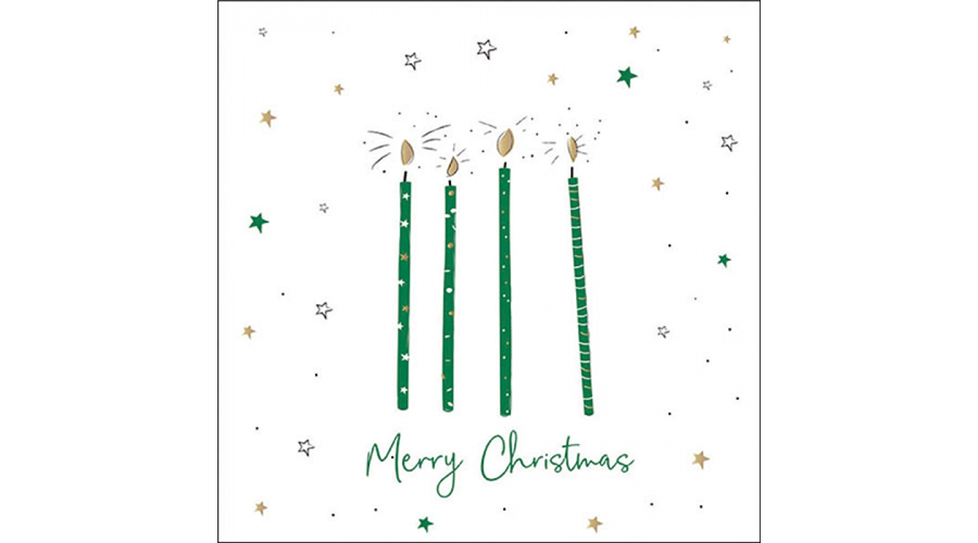AMB.33320026 X-mas candles green papírszalvéta 33x33cm