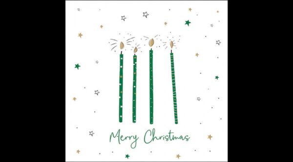 AMB.33320026 X-mas candles green papírszalvéta 33x33cm