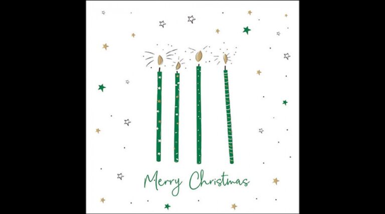 AMB.33320026 X-mas candles green papírszalvéta 33x33cm