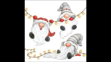 AMB.33320185 Gnomes on the light chain white papírszalvéta 33x33cm