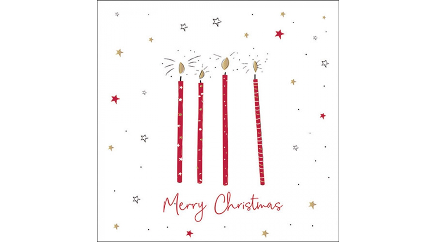 AMB.33320027 X-mas candles red papírszalvéta 33x33cm
