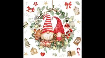 AMB.33320330 Gnomes in wreath papírszalvéta 33x33cm