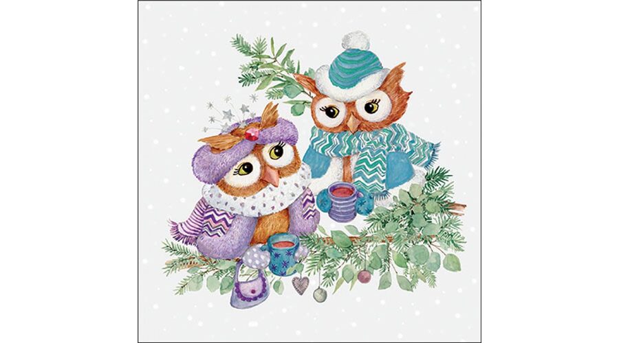AMB.33320195 Winter owls papírszalvéta 33x33cm