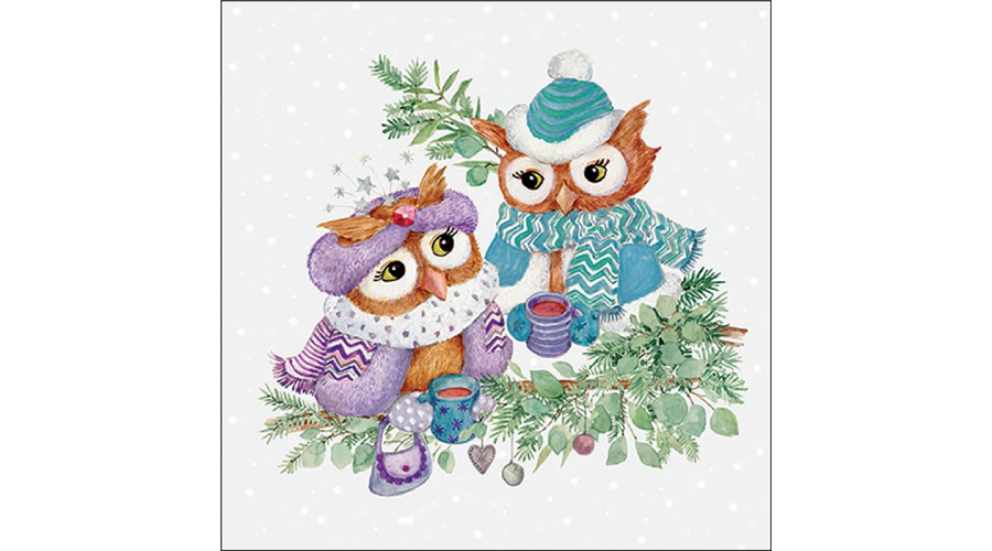 AMB.33320195 Winter owls papírszalvéta 33x33cm