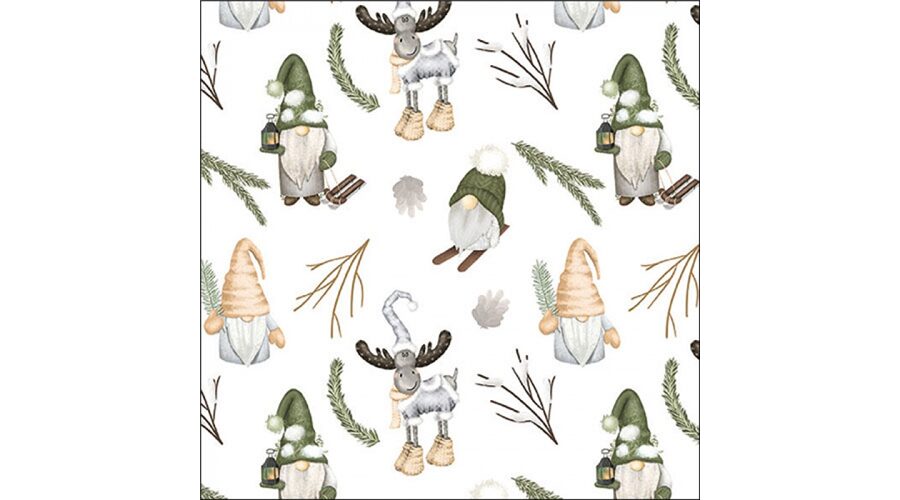AMB.33320190 Forest gnomes white papírszalvéta 33x33cm