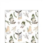 AMB.32520190 Forest gnomes white papírszalvéta 25x25cm
