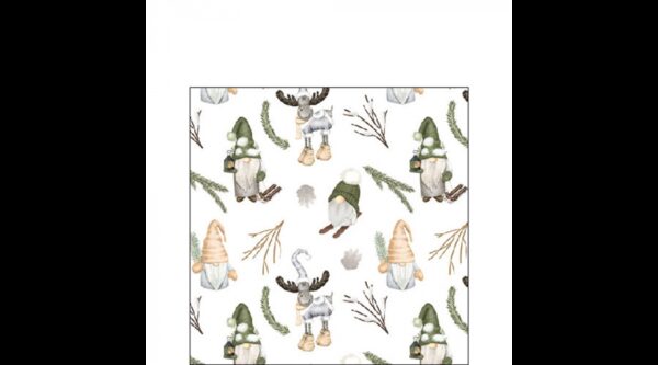AMB.32520190 Forest gnomes white papírszalvéta 25x25cm
