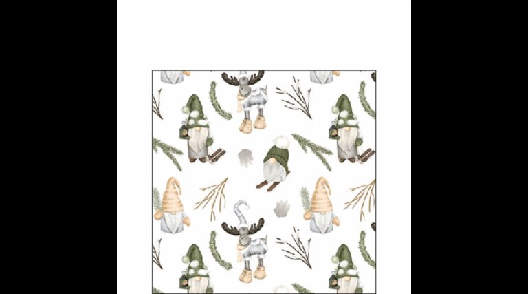AMB.32520190 Forest gnomes white papírszalvéta 25x25cm