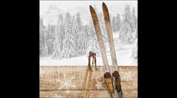 AMB.33320230 Retro ski papírszalvéta 33x33cm