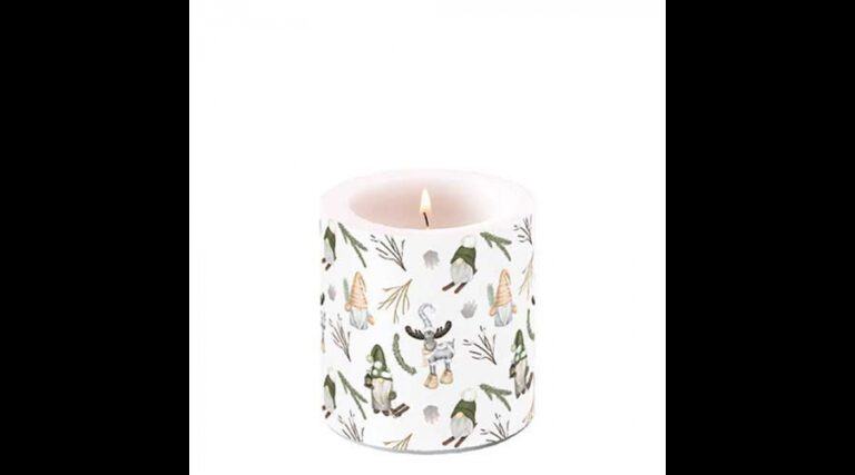 AMB.39220190 Forest gnomes white átvilágítós gyertya 8x7