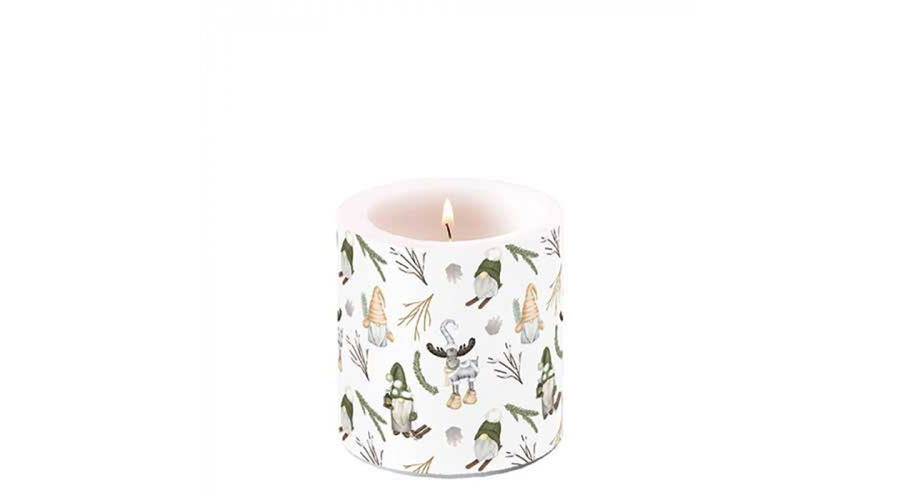 AMB.39220190 Forest gnomes white átvilágítós gyertya 8x7