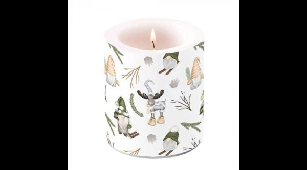 AMB.39320190 Forest gnomes white átvilágítós gyertya 10x10xcm