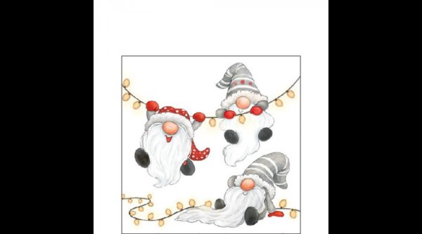AMB.32520185 Gnomes on the light chain white papírszalvéta 25x25cm
