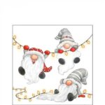 AMB.32520185 Gnomes on the light chain white papírszalvéta 25x25cm