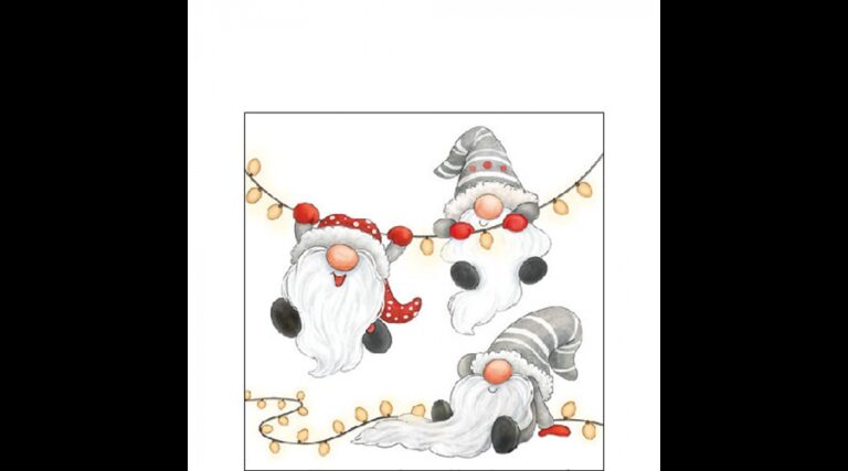 AMB.32520185 Gnomes on the light chain white papírszalvéta 25x25cm