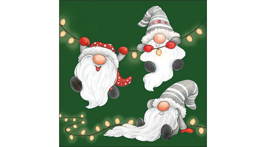 AMB.33320186 Gnomes on the light chain green papírszalvéta 33x33cm