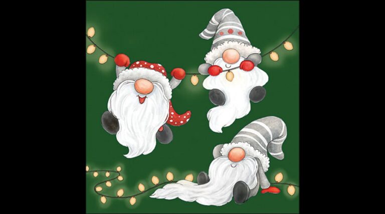 AMB.33320186 Gnomes on the light chain green papírszalvéta 33x33cm