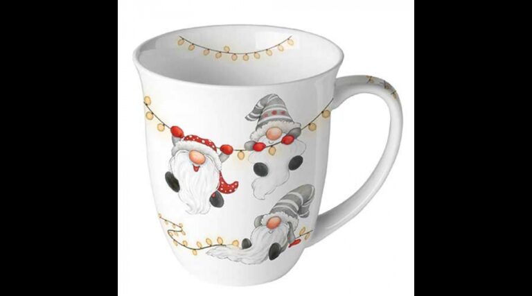 AMB.38420185 Gnomes on the light chain white porcelánbögre 0