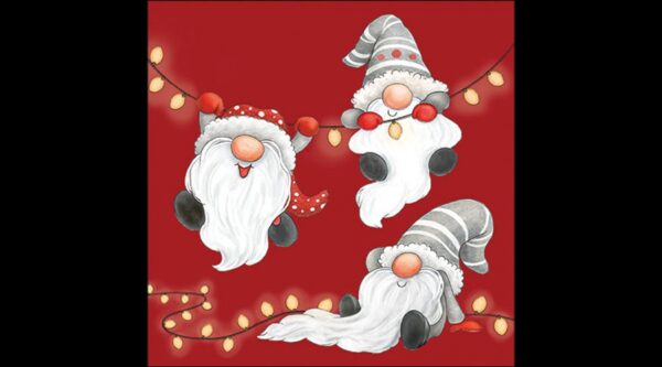 AMB.33320187 Gnomes on the light chain red papírszalvéta 33x33cm