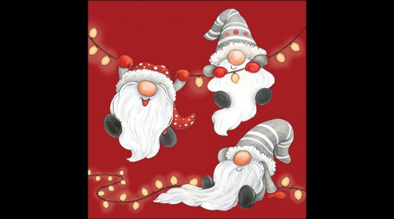 AMB.33320187 Gnomes on the light chain red papírszalvéta 33x33cm